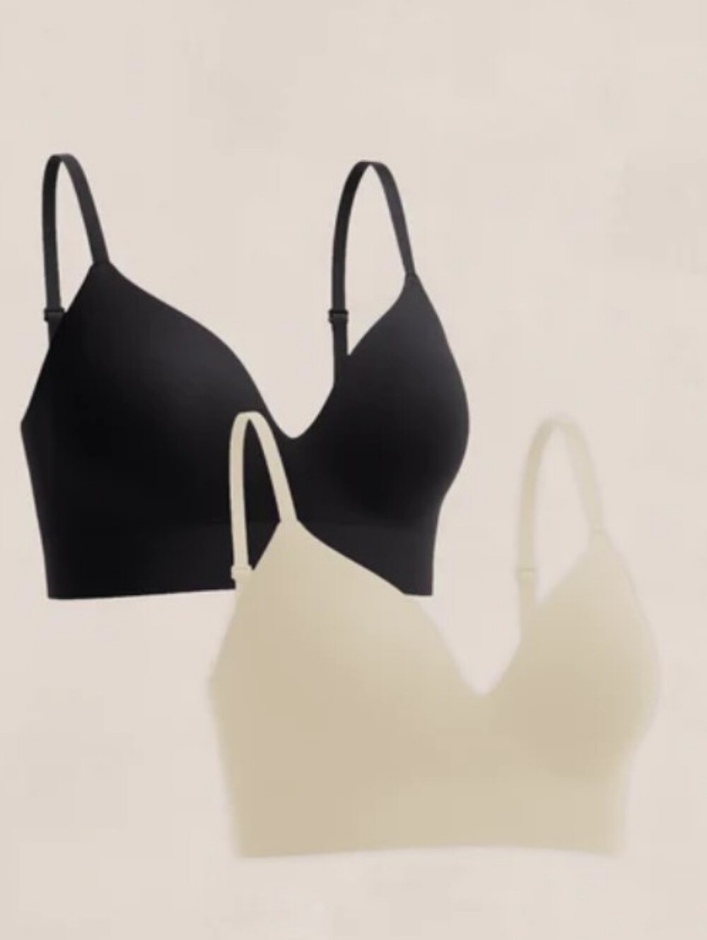NWT - TWO Truekind Supportive Comfort Wireless Shaping Bras Black and Cream XL